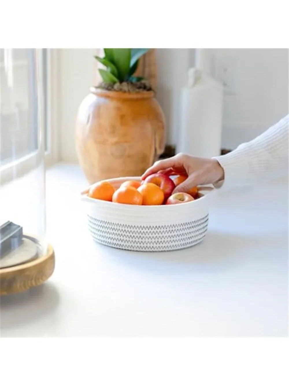 New 5-Piece Round Woven Cotton Rope Storage Baskets for Organizing,